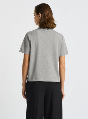 Grey Marl|Good Earth Cotton® Box Cut Tee – Sustainable Cotton T-shirt|Stas is 5'10" and wearing a size S
