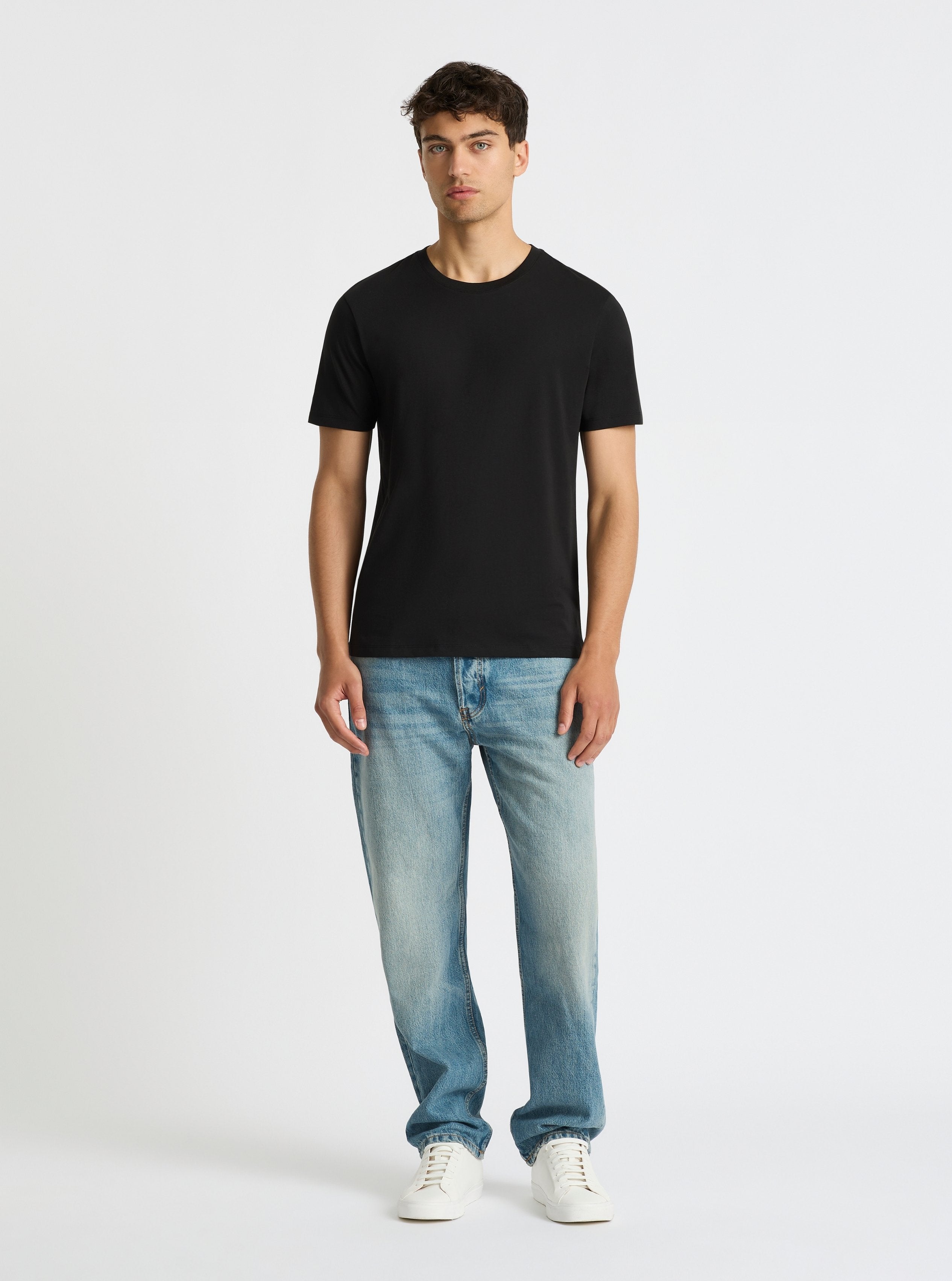 Black|Good Earth Cotton® Classic Tee – Sustainable Cotton T-shirts|Evans is 6’2” and wearing a size M