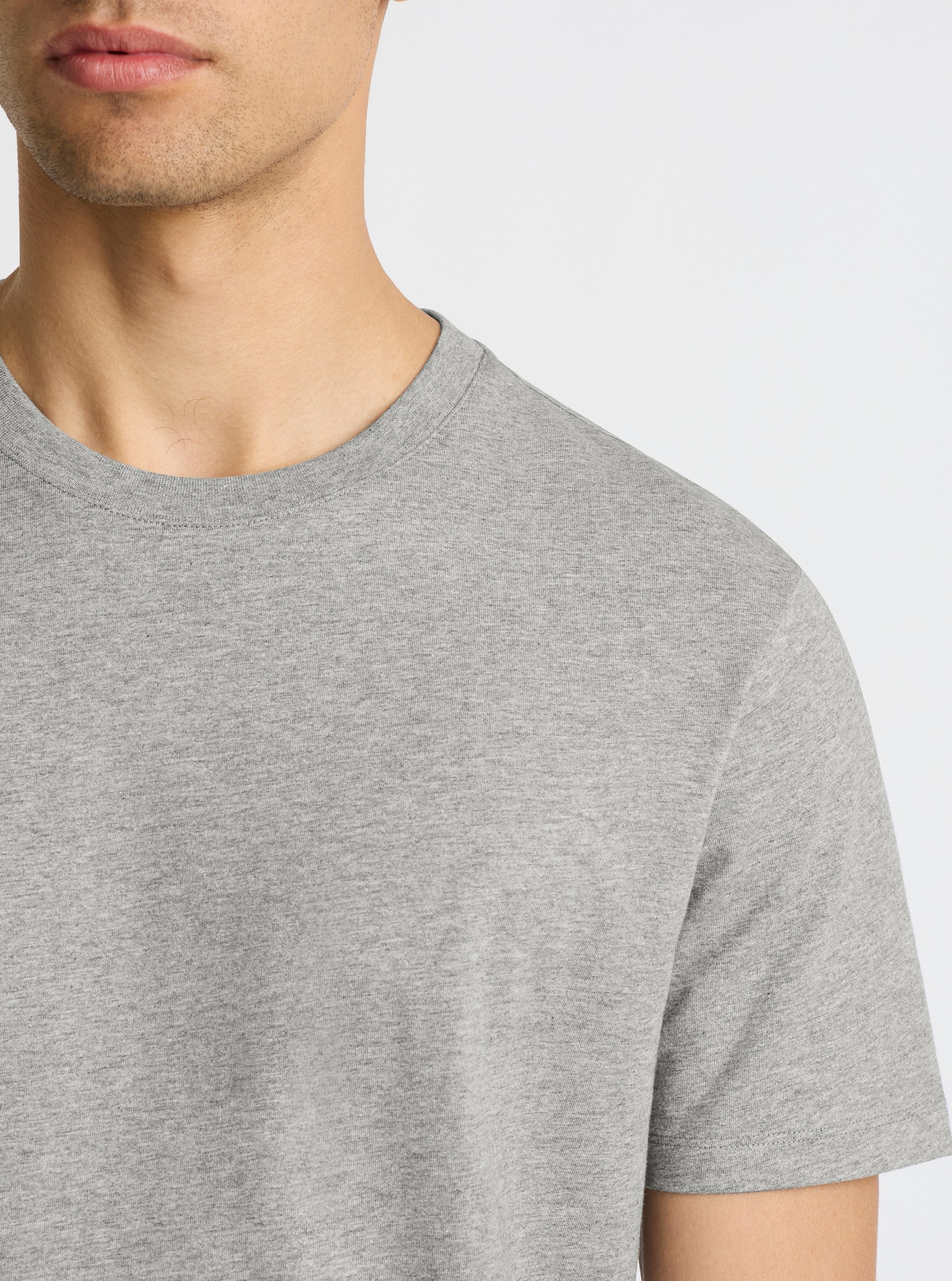 Grey Marl|Good Earth Cotton® Classic Tee – Sustainable Cotton T-shirts|Evans is 6’2” and wearing a size M