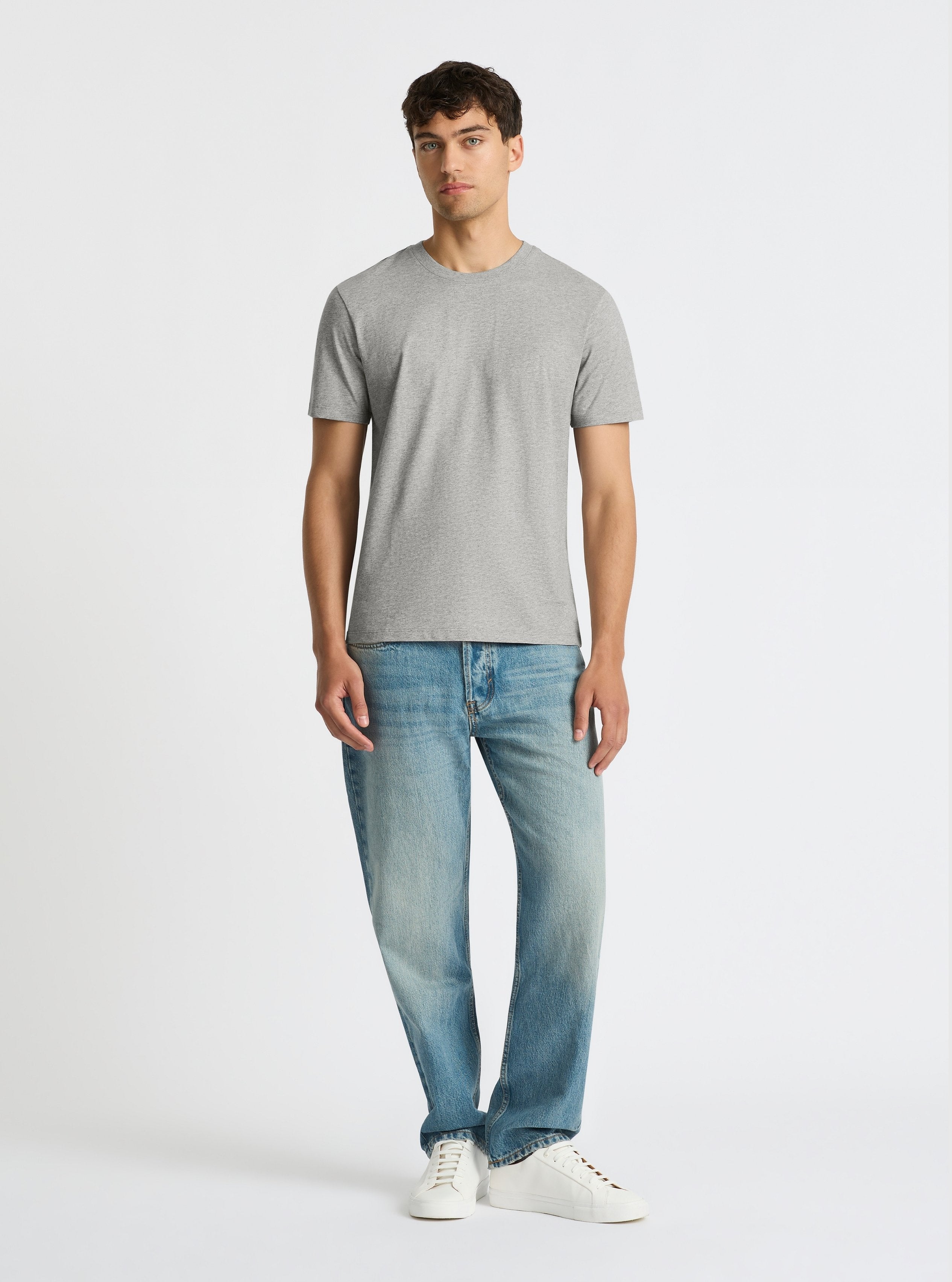 Grey Marl|Good Earth Cotton® Classic Tee – Sustainable Cotton T-shirts|Evans is 6’2” and wearing a size M