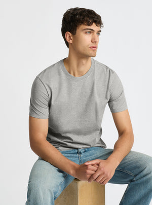 Grey Marl|Good Earth Cotton® Classic Tee – Sustainable Cotton T-shirts|Evans is 6’2” and wearing a size M