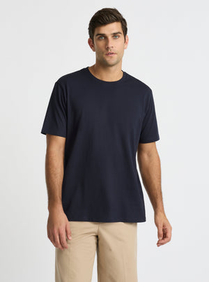 Navy|Good Earth Cotton® Classic Tee – Sustainable Cotton T-shirts|Jack is 6’2” and wearing a size L