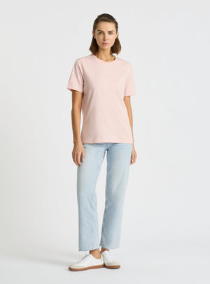 Light Pink|Good Earth Cotton® Classic Tee for women – Sustainable Cotton T-shirt|Stas is 5'10" and wearing a size S