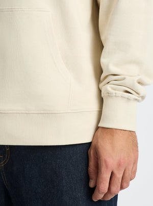 Ecru|Good Earth Cotton® Hoodie for men – Sustainable Cotton Hoodie|Jack is 6’2” and wearing a size L