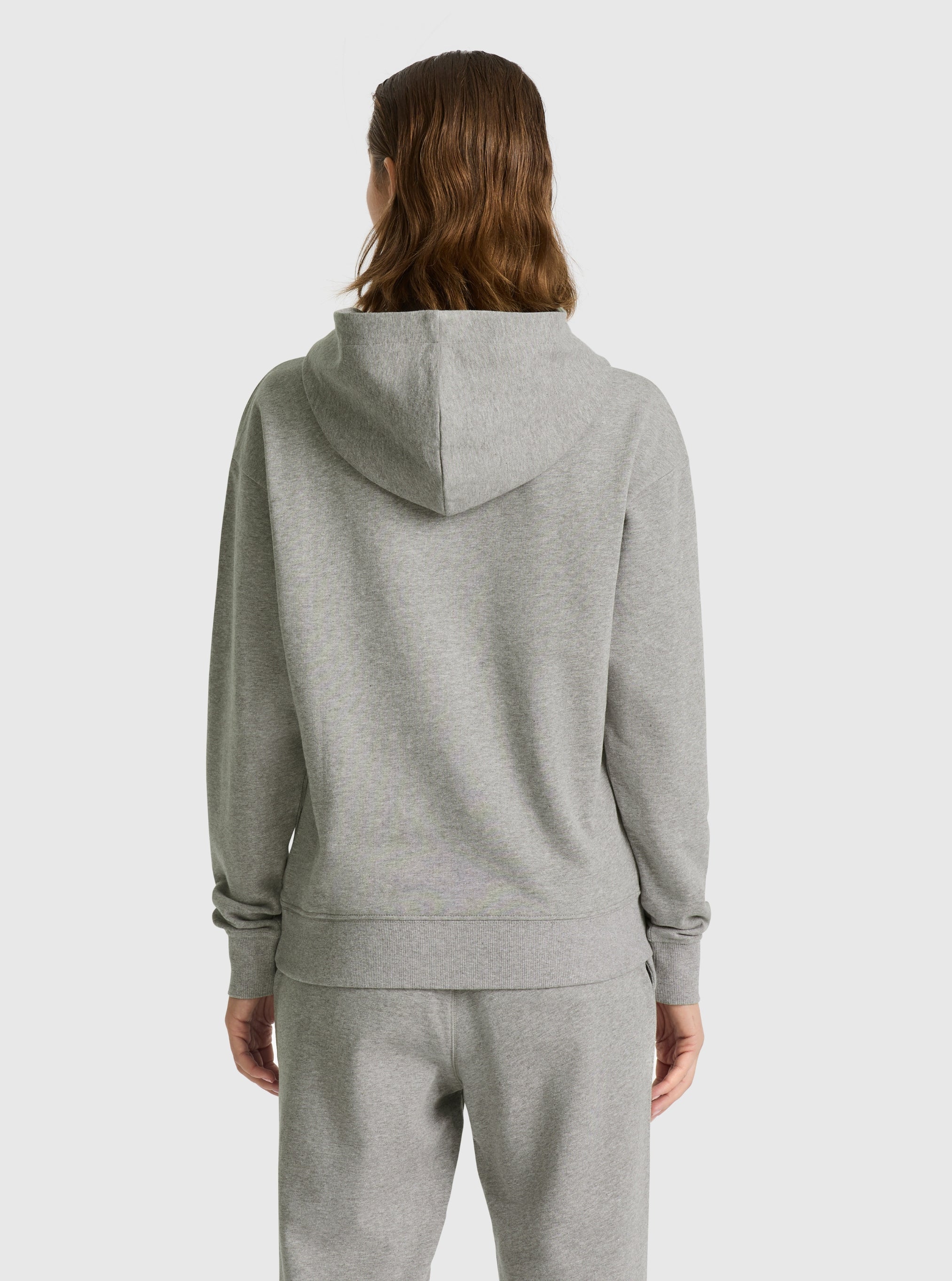Grey Marl|Good Earth Cotton® Clean Hoodie – Sustainable Cotton Sweatshirt|Stas is 5'10" and wearing a size S