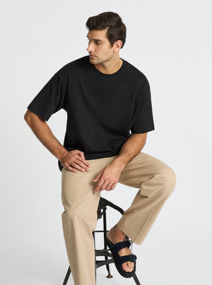 Black|Good Earth Cotton® Oversized Tee – Sustainable Cotton T-shirt|Jack is 6’2” and wearing a size L