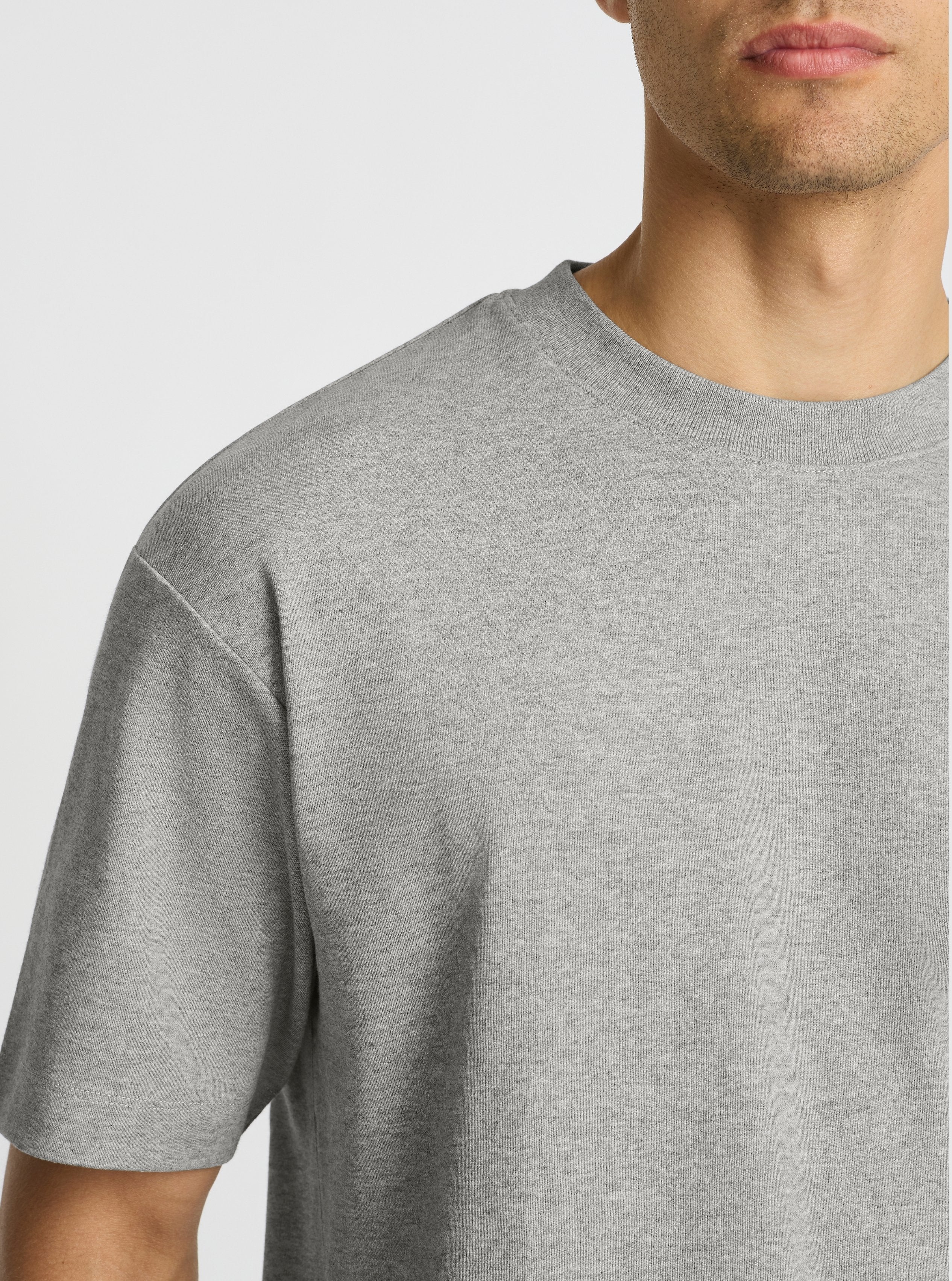 Grey Marl|Good Earth Cotton® Oversized Tee – Sustainable Cotton T-shirt|Evans is 6’2” and wearing a size M