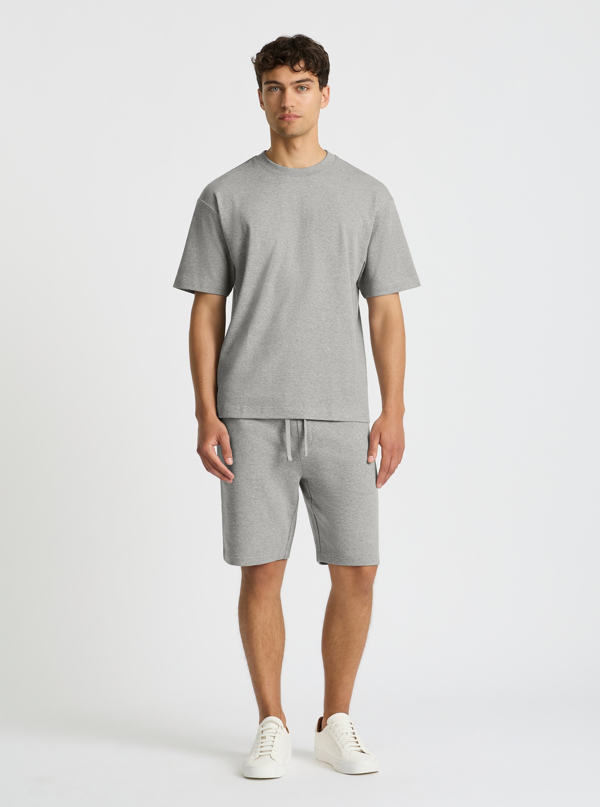 Grey Marl|Good Earth Cotton® Oversized Tee – Sustainable Cotton T-shirt|Evans is 6’2” and wearing a size M