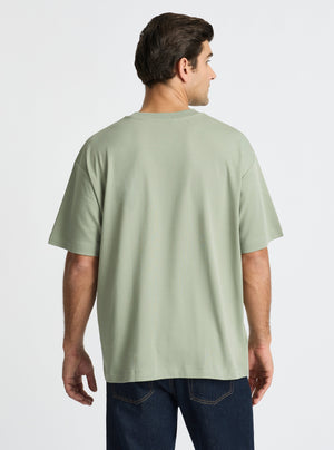 Sage Green|Good Earth Cotton® Oversized Tee – Sustainable Cotton T-shirt|Jack is 6’2” and wearing a size L