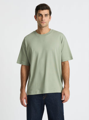 Sage Green|Good Earth Cotton® Oversized Tee – Sustainable Cotton T-shirt|Jack is 6’2” and wearing a size L