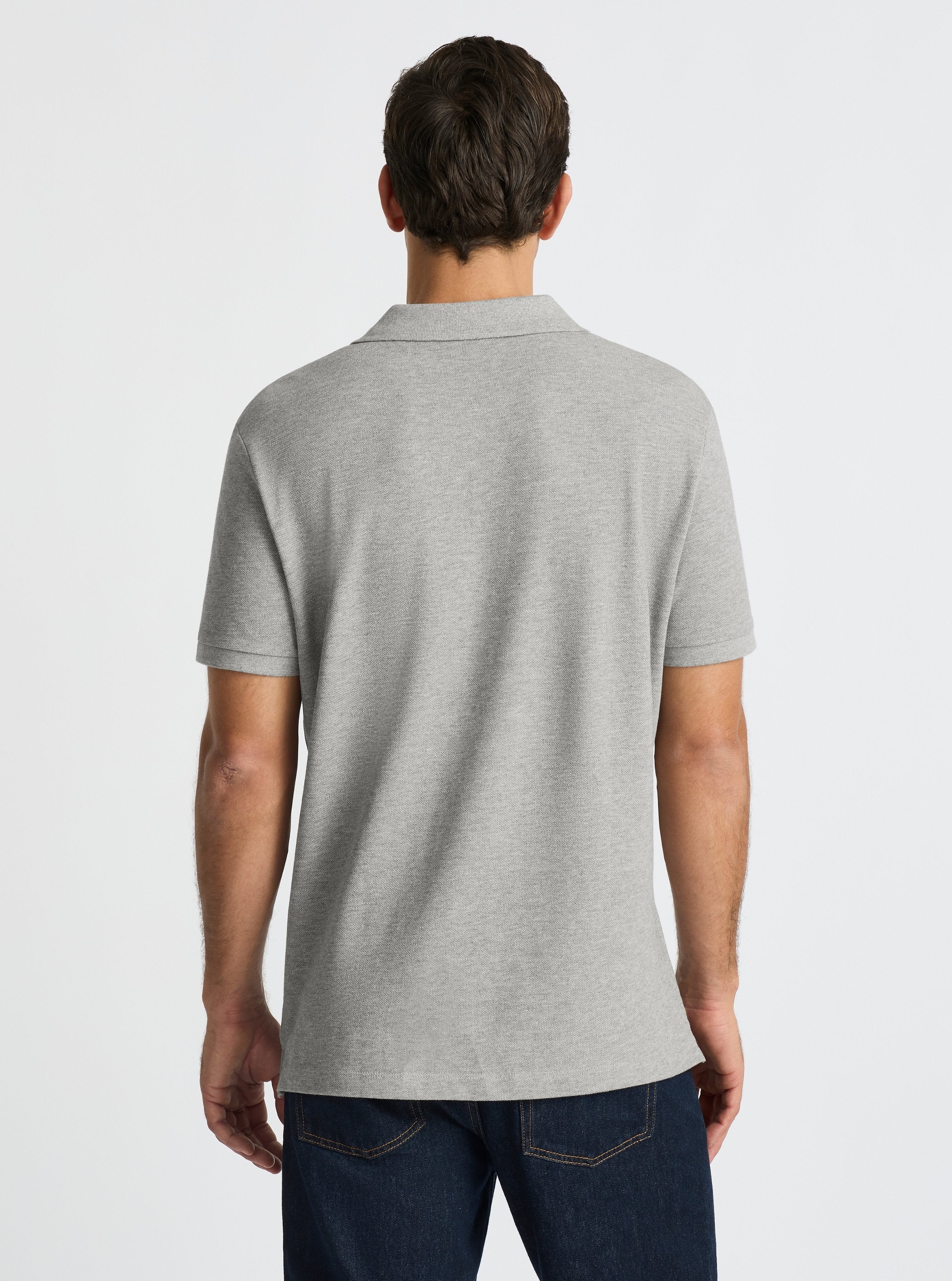 Grey Marl|Good Earth Cotton® Polo – Sustainable Cotton Polo|Jack is 6’2” and wearing a size L