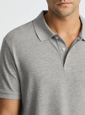 Grey Marl|Good Earth Cotton® Polo – Sustainable Cotton Polo|Jack is 6’2” and wearing a size L
