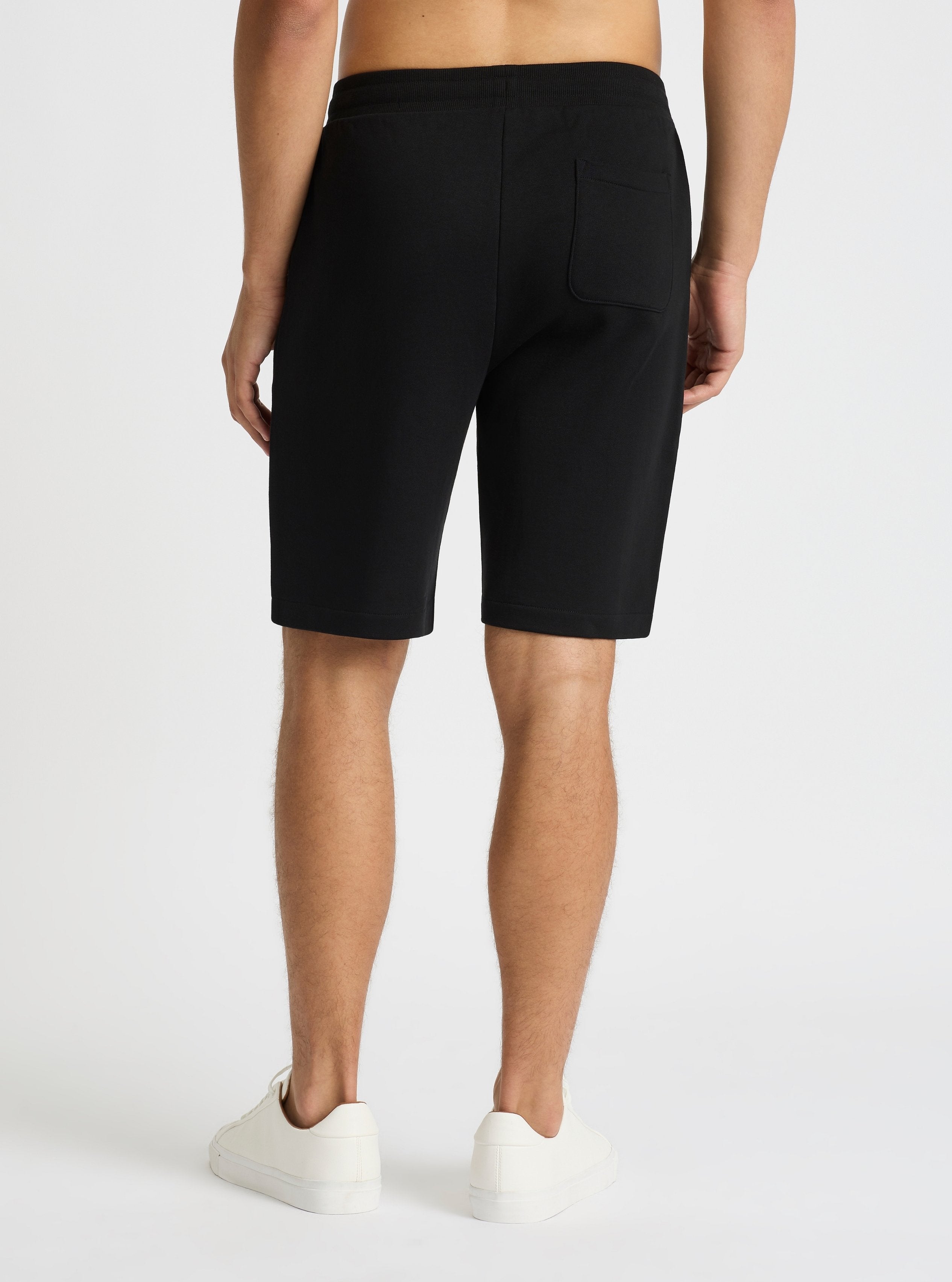 Black|Good Earth Cotton® Shorts – Sustainable Cotton Shorts|Evans is 6’2” and wearing a size M