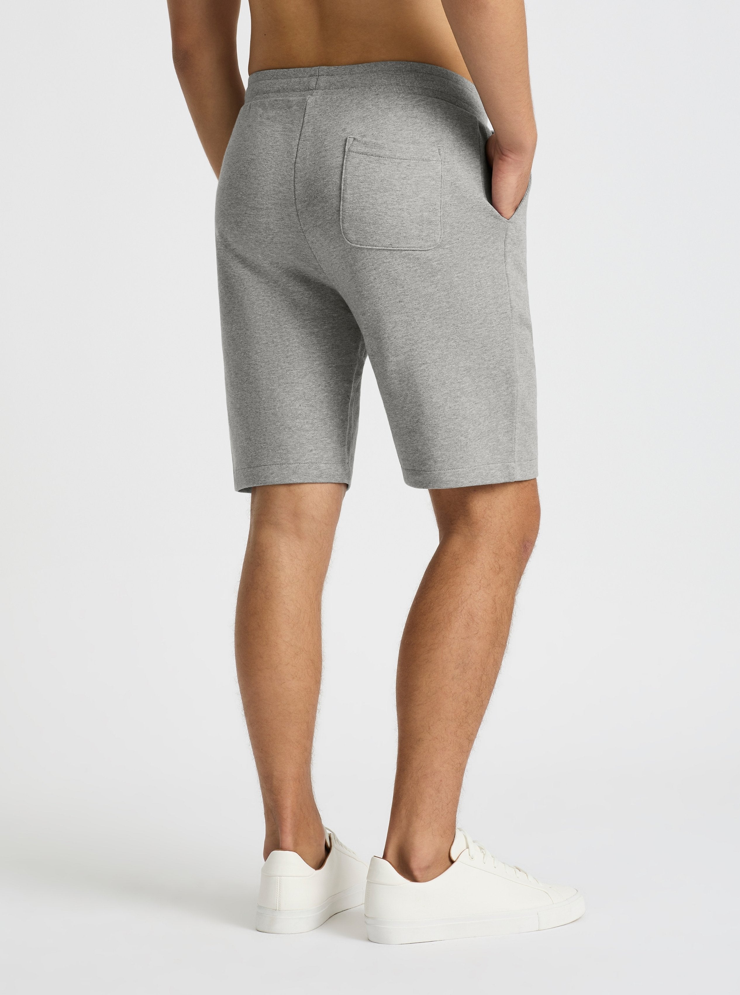 Grey Marl|Good Earth Cotton® Shorts for men – Sustainable Cotton Shorts|Evans is 6’2” and wearing a size M