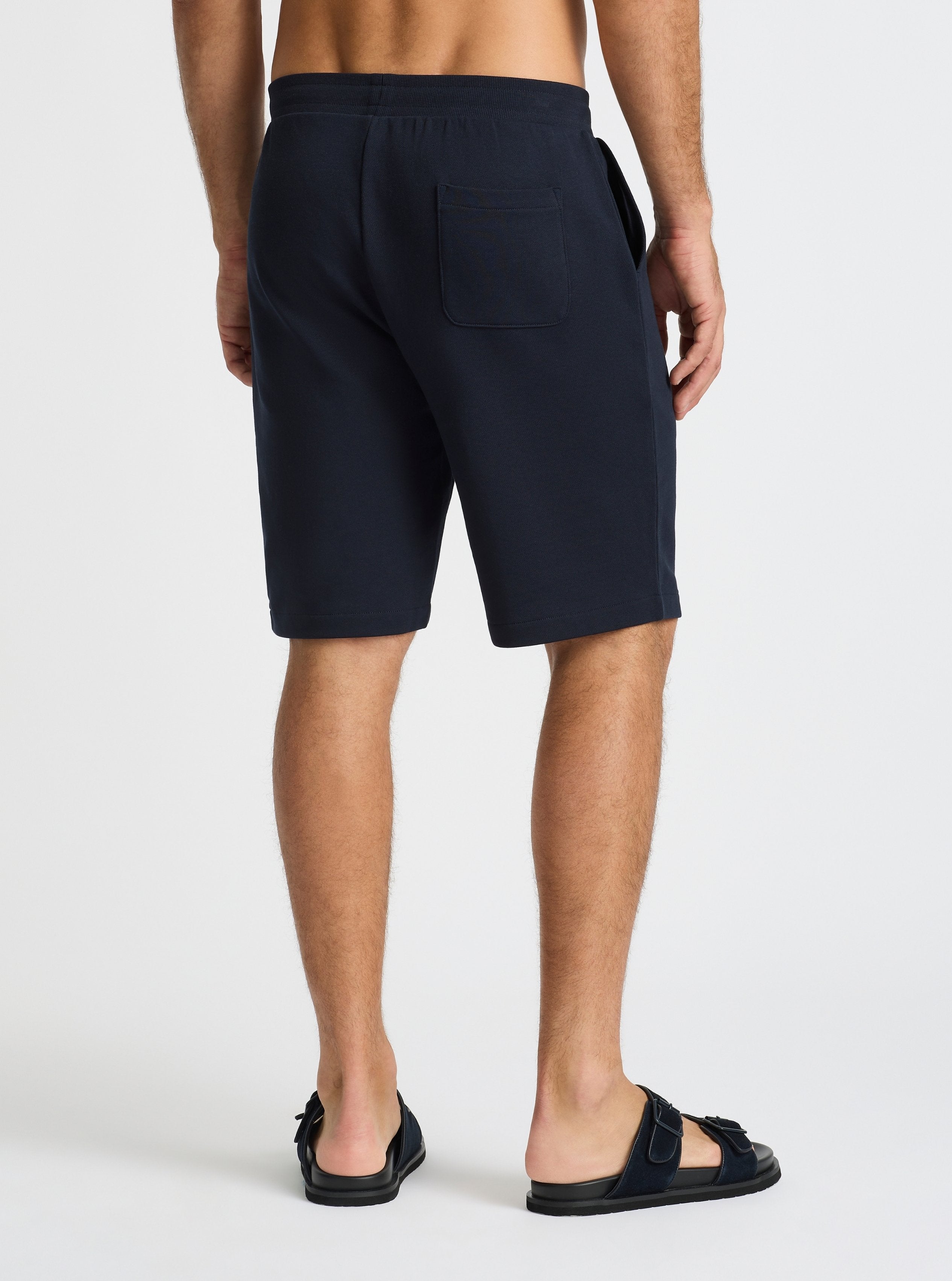 Navy|Good Earth Cotton® Shorts – Sustainable Cotton Shorts|Jack is 6’2” and wearing a size L