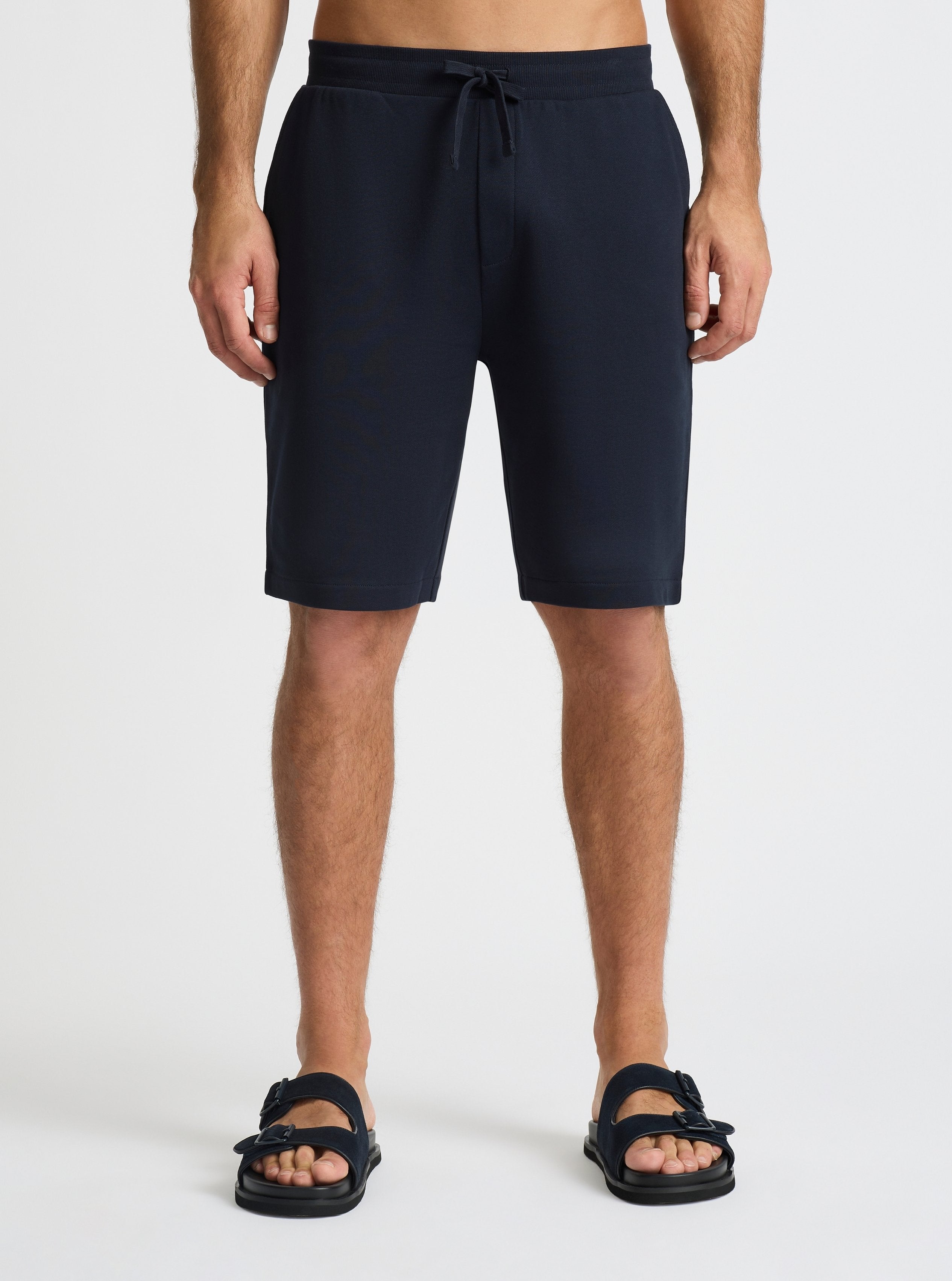 Navy|Good Earth Cotton® Shorts – Sustainable Cotton Shorts|Jack is 6’2” and wearing a size L