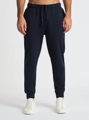 Navy|Good Earth Cotton® Sweatpants for men – Sustainable Cotton Sweatpants|Jack is 6’2” and wearing a size L
