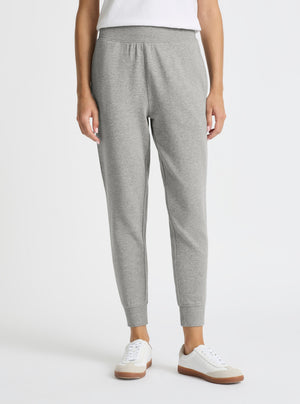 Grey Marl|Good Earth Cotton® Sweatpants for women – Sustainable Cotton Sweatpants|Karolina is 5'10" and wearing a size S