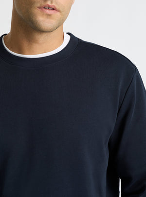Navy|Good Earth Cotton® Sweatshirts – Sustainable Cotton Sweatshirts|Jack is 6’2” and wearing a size L