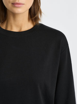 Black|Good Earth Cotton® Sweatshirts – Sustainable Cotton Sweatshirts|Stas is 5'10" and wearing a size S