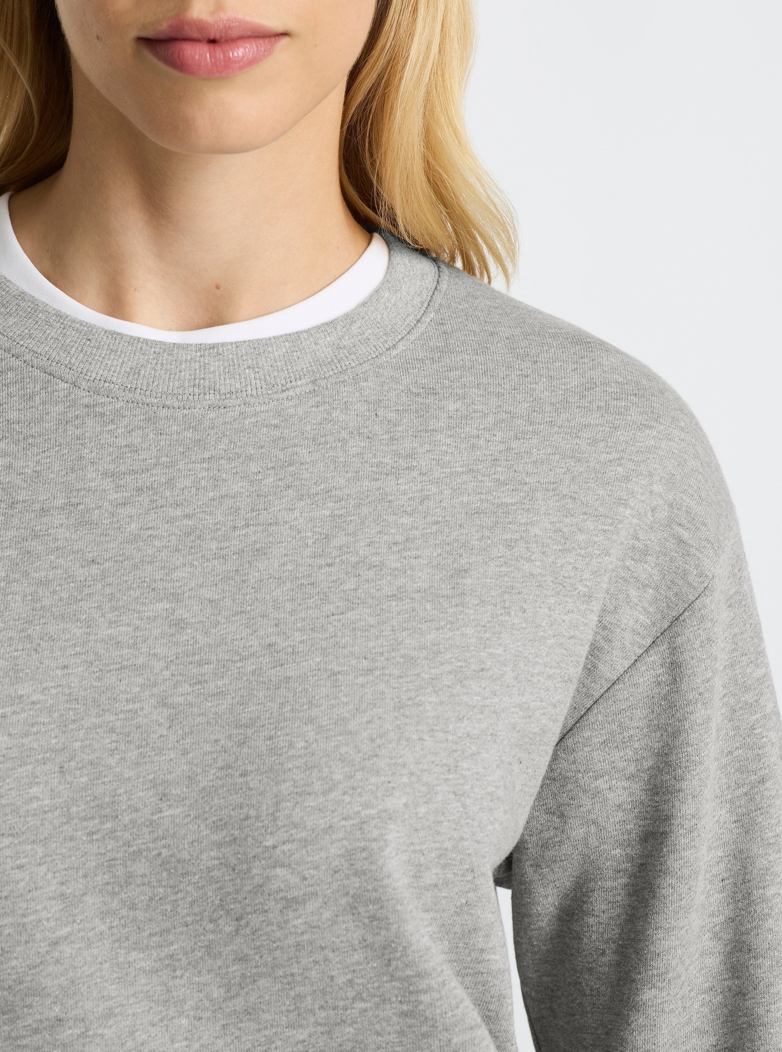 Grey Marl|Good Earth Cotton® Sweatshirts – Sustainable Cotton Sweatshirts|Karolina is 5'10" and wearing a size S