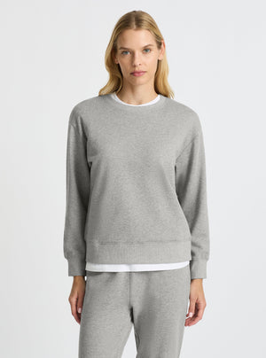 Grey Marl|Good Earth Cotton® Sweatshirts – Sustainable Cotton Sweatshirts|Karolina is 5'10" and wearing a size S
