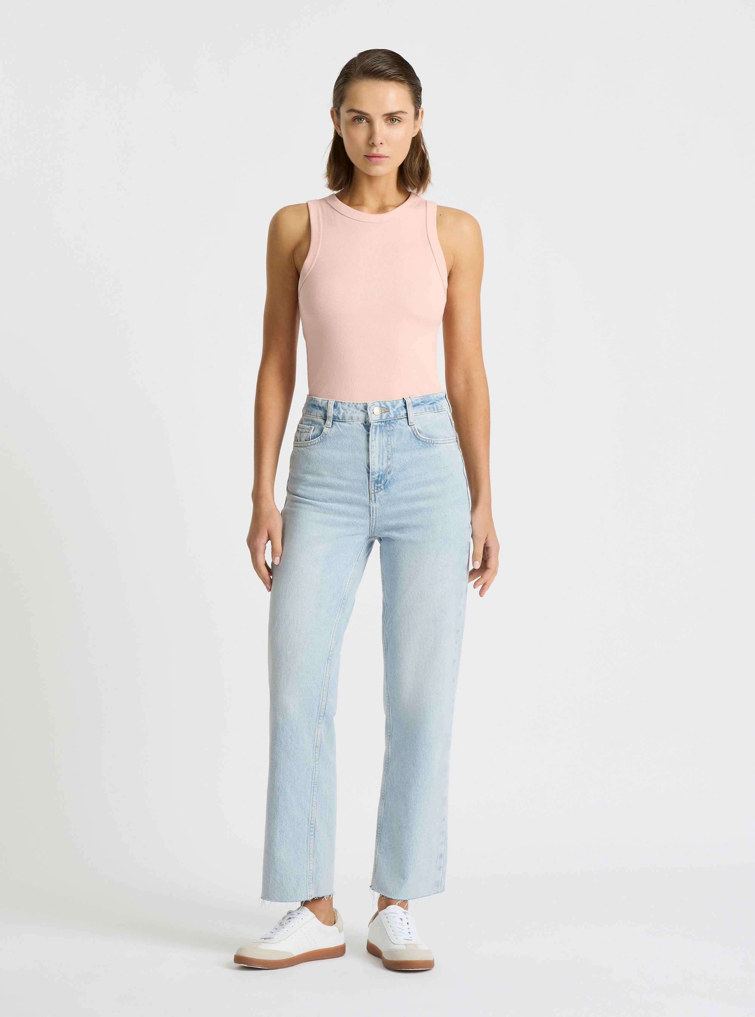 Blush|Good Earth Cotton® Tanks for women – Sustainable Cotton Tanks|Stas is 5'10" and wearing a size S