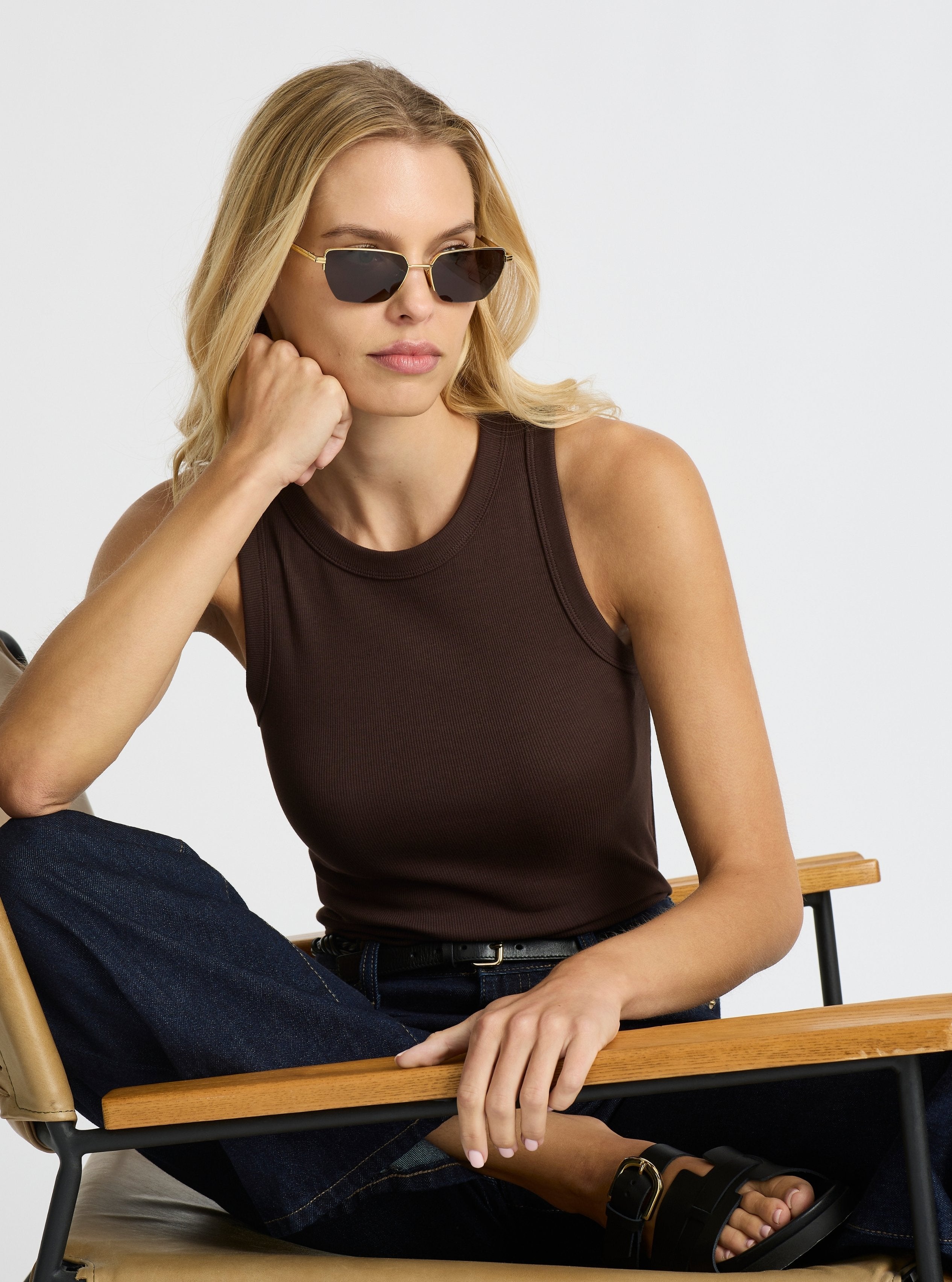 Chocolate|Good Earth Cotton® Tanks – Sustainable Cotton Tanks|Karolina is 5'10" and wearing a size S