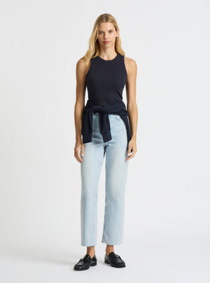 Dark Navy|Good Earth Cotton® Tanks – Sustainable Cotton Tanks|Karolina is 5'10" and wearing a size S