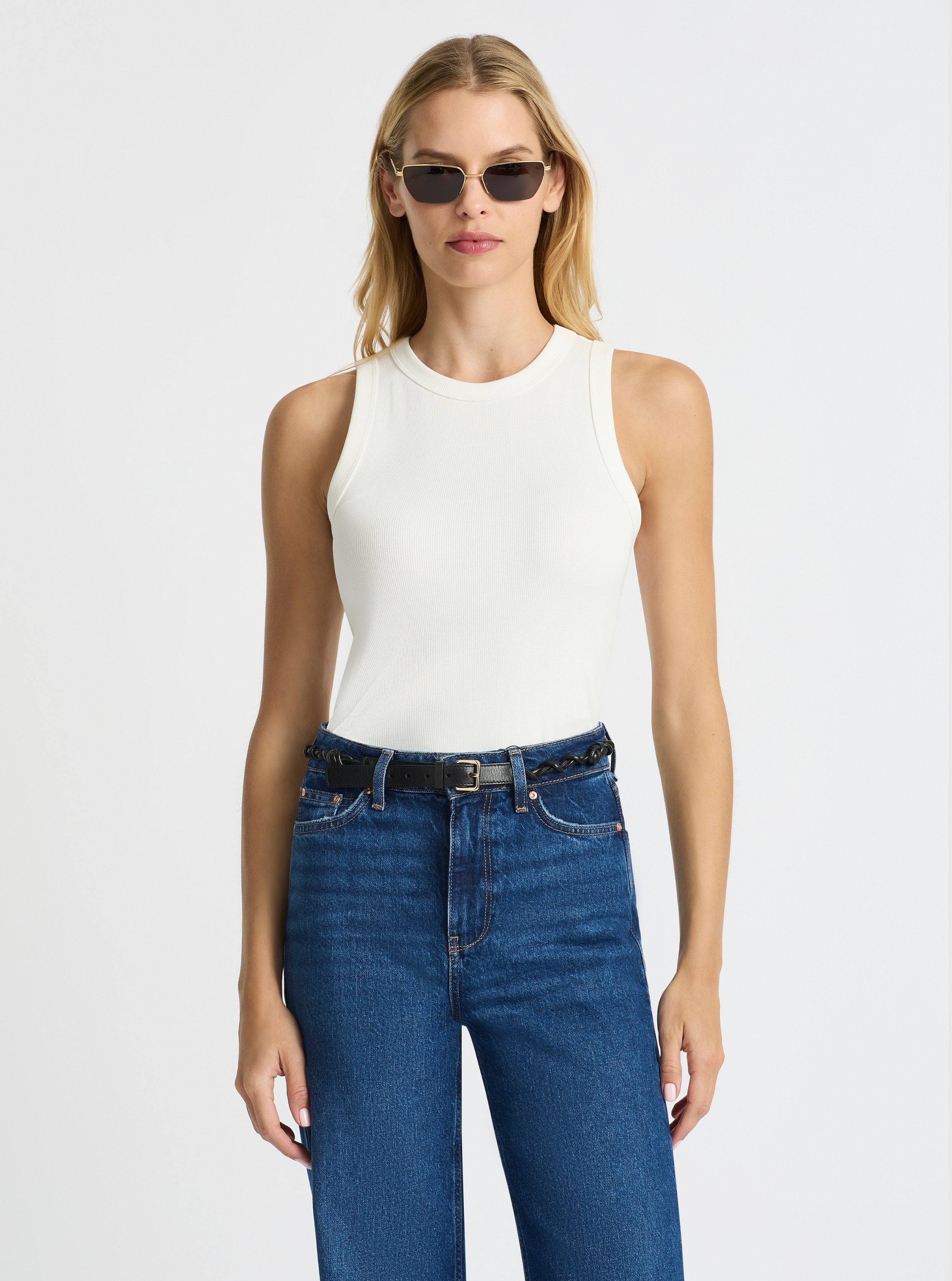 White|Good Earth Cotton® Tanks – Sustainable Cotton Tanks|Karolina is 5'10" and wearing a size S