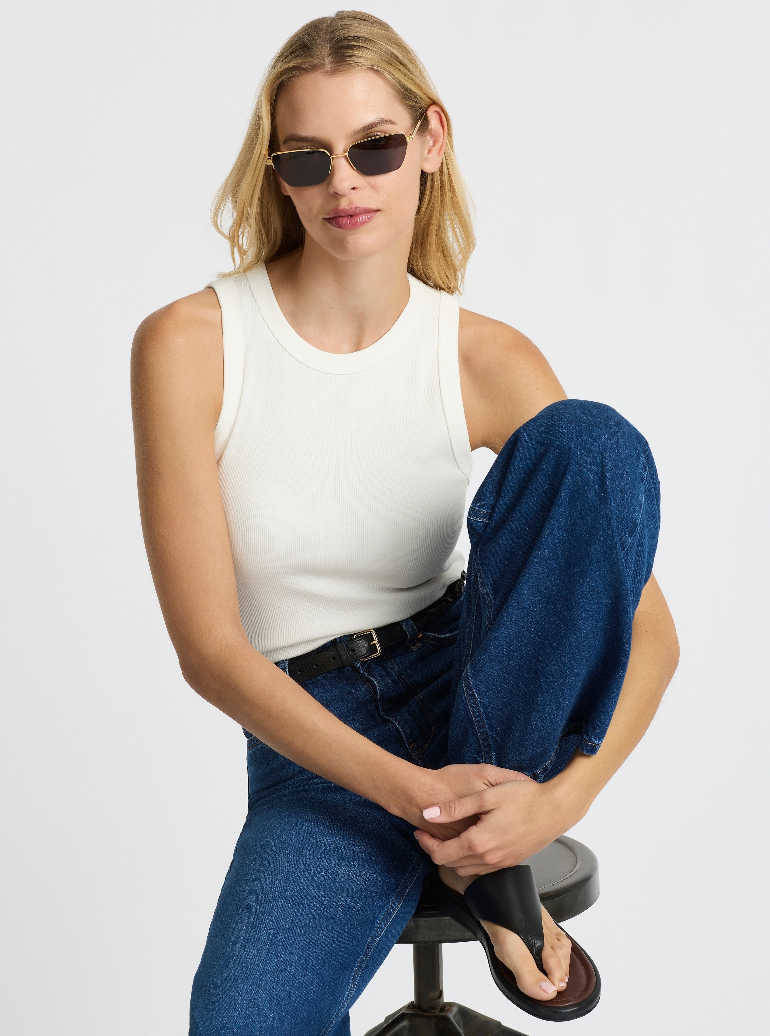 White|Good Earth Cotton® Tanks – Sustainable Cotton Tanks|Karolina is 5'10" and wearing a size S