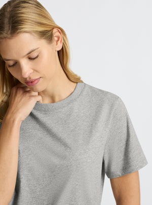 Grey Marl|Good Earth Cotton® Classic Tee – Sustainable Cotton T-shirts|Karolina is 5'10" and wearing a size S