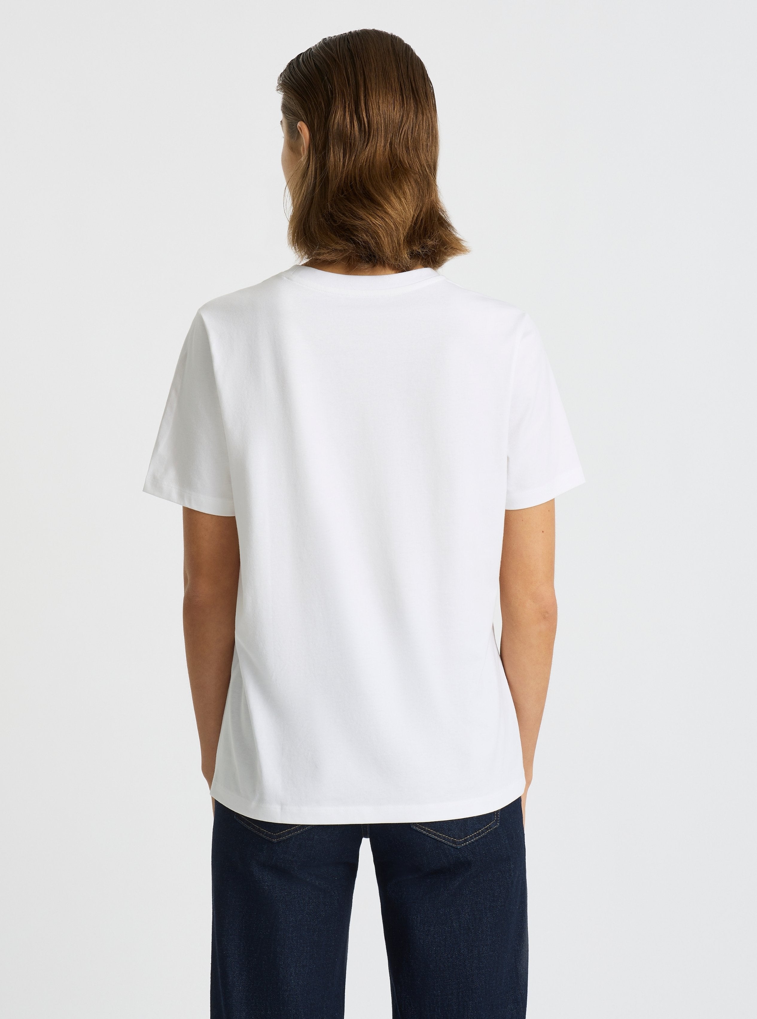 White|Good Earth Cotton® Classic Tee – Sustainable Cotton T-shirts|Stas is 5'10" and wearing a size S
