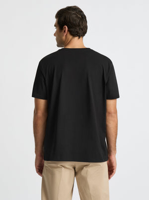 Black|Supima® Mercerised Crew Tee for men – premium soft cotton t-shirt|Jack is 6’2” and wearing a size L