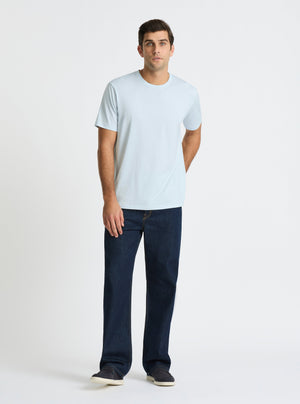 Light Blue|Supima® Mercerised Crew Tee for men – premium soft cotton t-shirt|Jack is 6’2” and wearing a size L