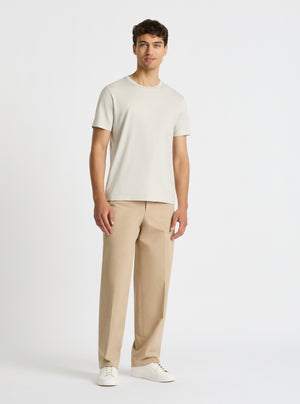 Light Grey|Supima® Mercerised Crew Tee for men – premium soft cotton t-shirt|Evans is 6’2” and wearing a size M